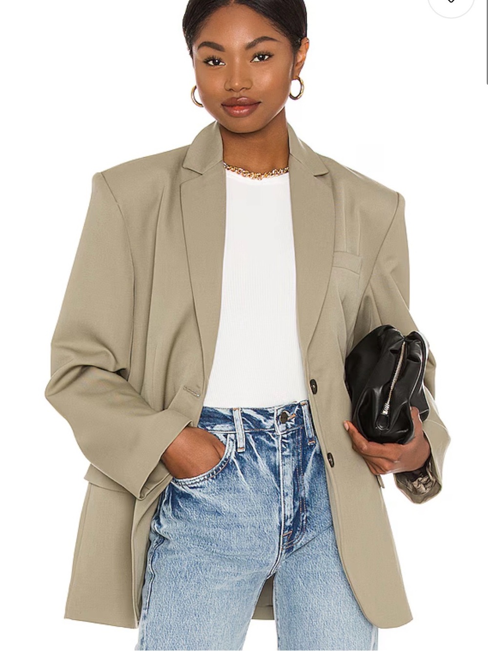Anine Bing Quinn Blazer Green Khaki Oversized Wool